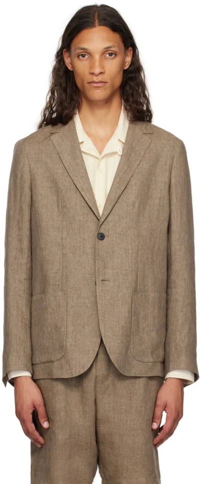 Sunspel Beige Lightweight Blazer In Dark Sand