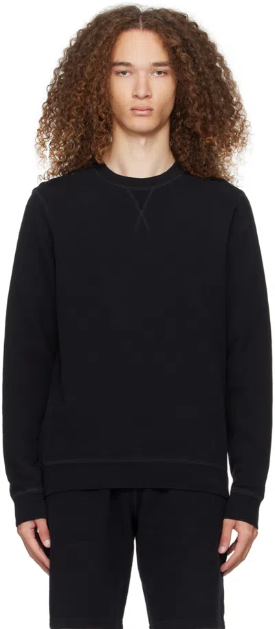 Sunspel Black Crewneck Sweatshirt