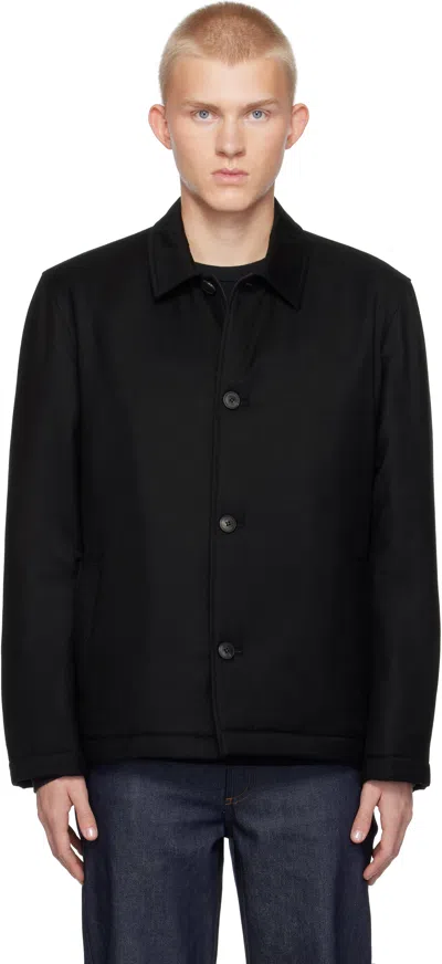 Sunspel Wool Coat In Black