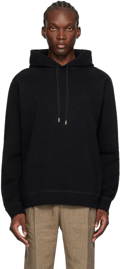 Sunspel Black Loopback Hoodie