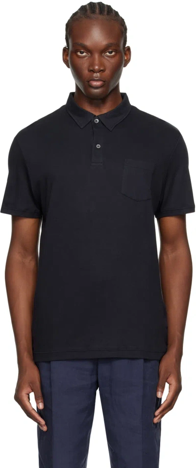 Sunspel Riviera Slim-fit Cotton-mesh Polo Shirt In Black