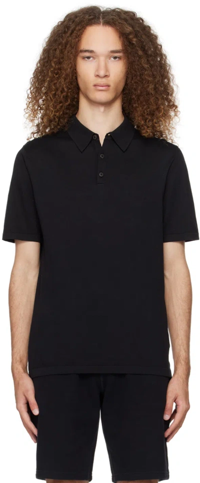 Sunspel Black Three-button Polo