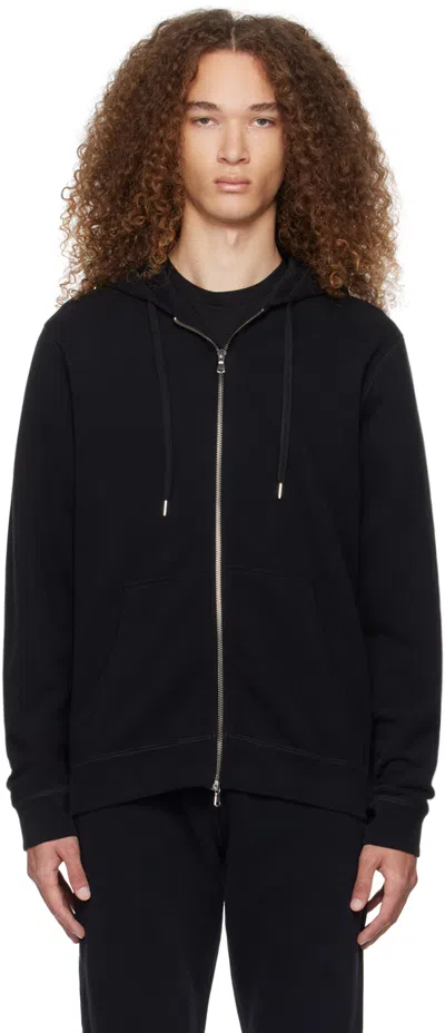 Sunspel Black Zip Hoodie