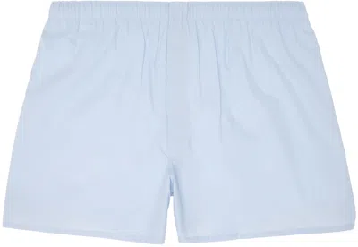 Sunspel Blue Classic Boxers In Plain Blue