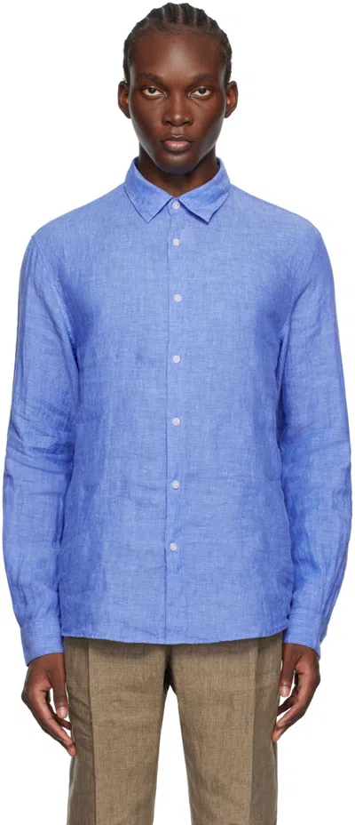 Sunspel Blue Linen Shirt In Cool Blue