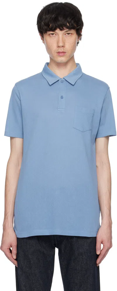 Sunspel Blue Riviera Polo In Como Blue