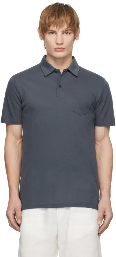 Sunspel Blue Riviera Polo In Slate Blue24