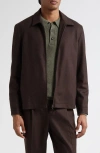 Sunspel Boiled Wool Zip Jacket In Brown