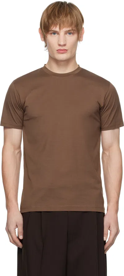 Sunspel Brown Riviera Midweight T-shirt In Cocoa Brown