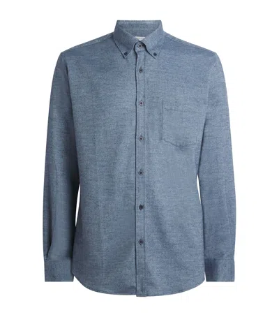 Sunspel Brushed Cotton Shirt In Blue