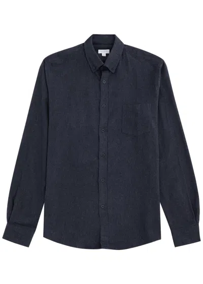 Sunspel Brushed Cotton Shirt In Blue