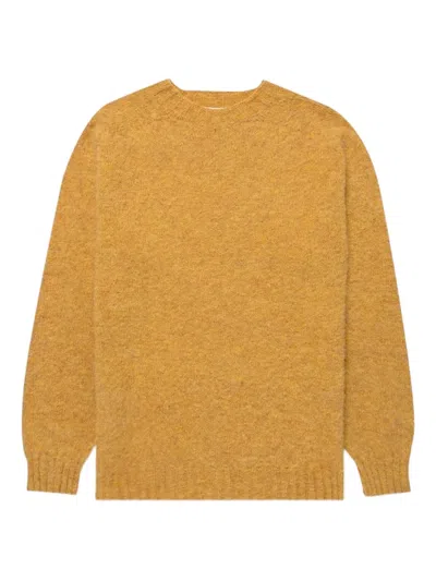 Sunspel Brushed-effect Crew-neck Jumper In Orange