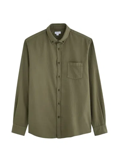 Sunspel Button-down Collar Long-sleeve Shirt In Green