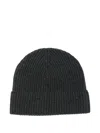 Sunspel Cashmere Ribbed Beanie Hat In Black
