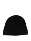 Sunspel Cashmere Ribbed Beanie Hat In Black