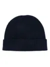 Sunspel Cashmere Ribbed Beanie Hat In Blue