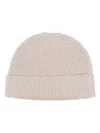 Sunspel Cashmere Ribbed Beanie Hat In Neutrals