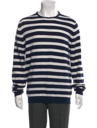Pre-owned Sunspel Cashmere Striped Pullover In Blue