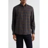 Sunspel Check Brushed Cotton Flannel Button-down Shirt In Brown