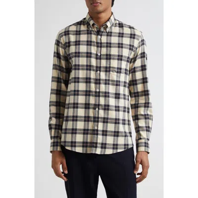 Sunspel Check Brushed Cotton Flannel Button-down Shirt In Multi