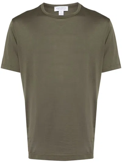 Sunspel Crew Neck Cotton T-shirt In Green