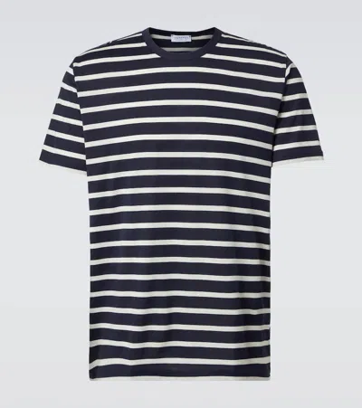Sunspel Classic Striped Cotton T-shirt In White