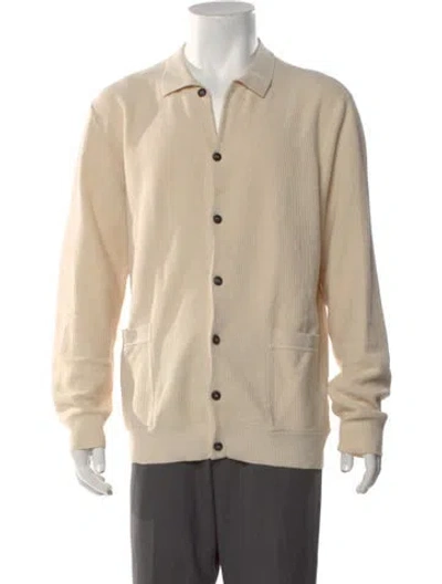 Pre-owned Sunspel Collar Long Sleeve Cardigan In Neutral
