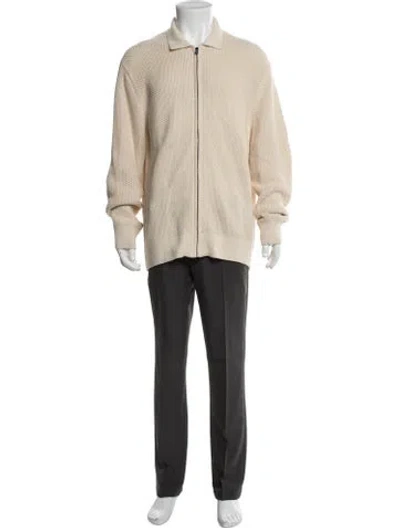 Pre-owned Sunspel Collar Long Sleeve Cardigan In Neutral