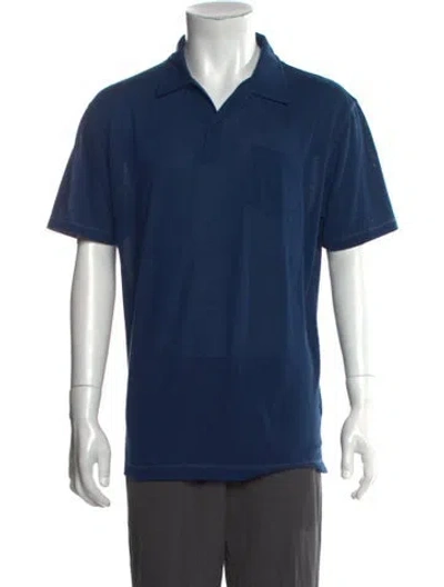 Pre-owned Sunspel Collar Short Sleeve Polo Shirt In Blue