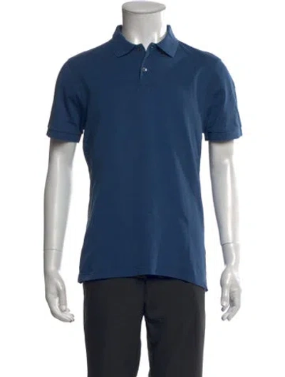 Pre-owned Sunspel Collar Short Sleeve Polo Shirt In Blue