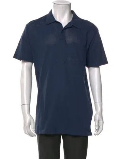 Pre-owned Sunspel Collar Short Sleeve Polo Shirt In Blue