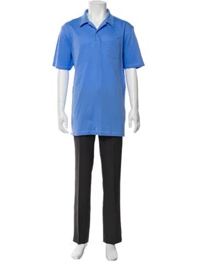 Pre-owned Sunspel Collar Short Sleeve Polo Shirt In Blue