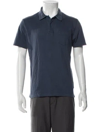 Pre-owned Sunspel Collar Short Sleeve Polo Shirt In Blue