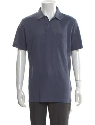 Pre-owned Sunspel Collar Short Sleeve Polo Shirt In Blue