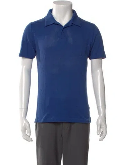 Pre-owned Sunspel Collar Short Sleeve Polo Shirt In Blue