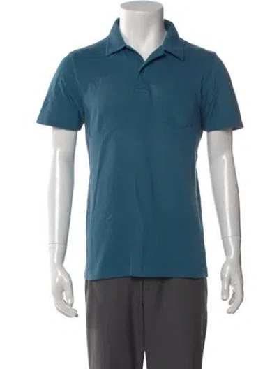 Pre-owned Sunspel Collar Short Sleeve Polo Shirt In Blue