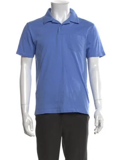 Pre-owned Sunspel Collar Short Sleeve Polo Shirt In Blue