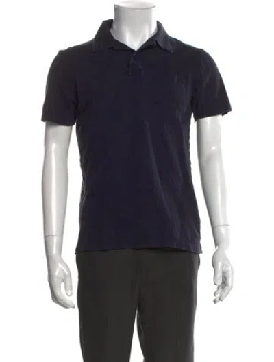 Pre-owned Sunspel Collar Short Sleeve Polo Shirt In Blue