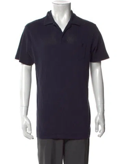 Pre-owned Sunspel Collar Short Sleeve Polo Shirt In Blue