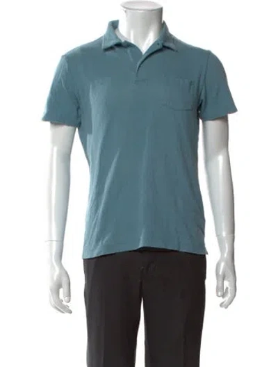 Pre-owned Sunspel Collar Short Sleeve Polo Shirt In Blue