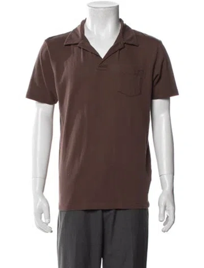 Pre-owned Sunspel Collar Short Sleeve Polo Shirt In Brown