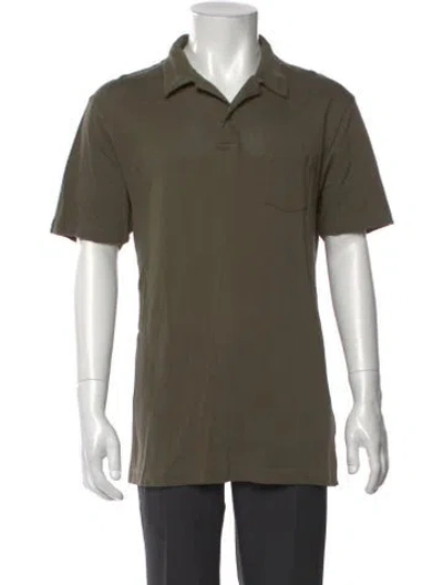 Pre-owned Sunspel Collar Short Sleeve Polo Shirt In Green