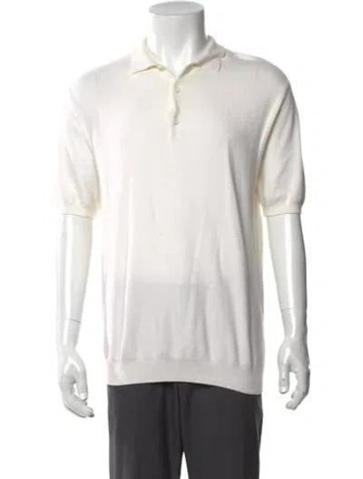Pre-owned Sunspel Collar Short Sleeve Polo Shirt In White