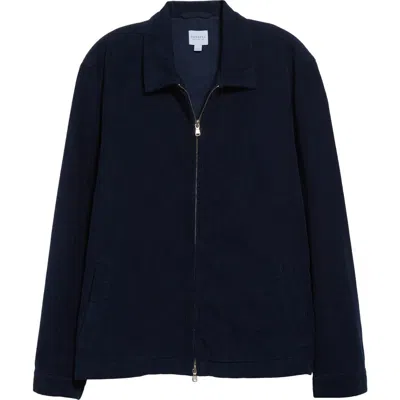 Sunspel Corduroy Harrington Jacket In Navy