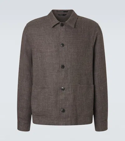 Sunspel Cotton And Linen Jacket In Brown