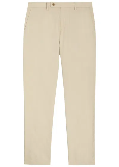 Sunspel Cotton And Linen-blend Tapered-leg Trousers In Sand