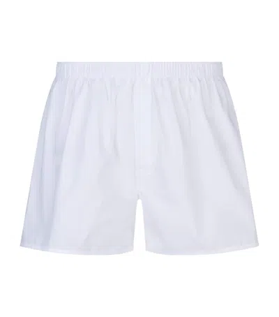 Sunspel Pinstripe Relaxed-fit Cotton Boxer Shorts In White