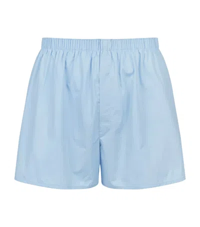 Sunspel Cotton Classic Boxer Shorts In Blue