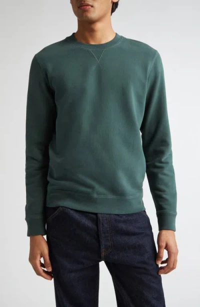 Sunspel Cotton French Terry Sweatshirt In Holly Green