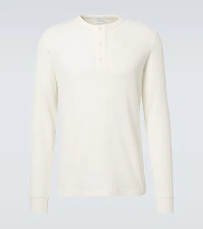 Sunspel Cotton Henley Shirt In White